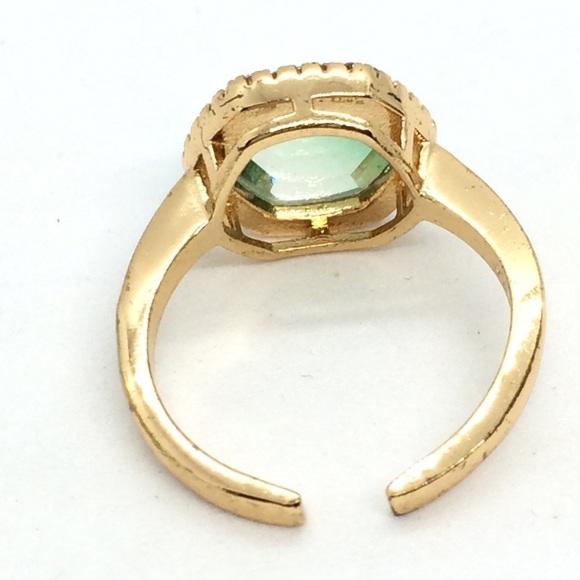 JOY DRAVECKY CHLOE HEXAGON RING OMBRE GREEN GOLD PLATED BRASS - Picture 5 of 10